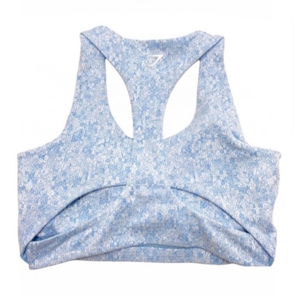 GYMSHARK Malibu Blue Marl Fleur Sports Bra in light Space Blue Size S - Picture 5 of 10